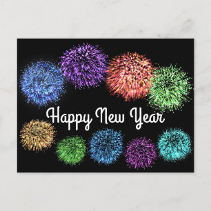 Happy New Year Fireworks #1 Postcard Postkarte