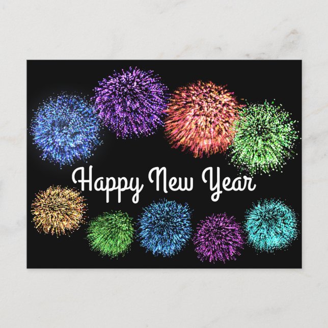 Happy New Year Fireworks #1 Postcard Postkarte (Vorderseite)