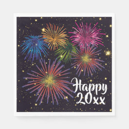 Happy New Year Fireworks and Stars Party Serviette