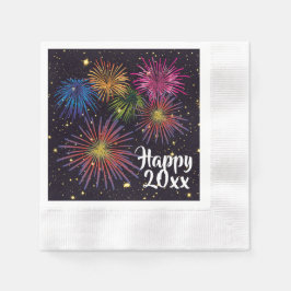 Happy New Year Fireworks and Stars Party Serviette