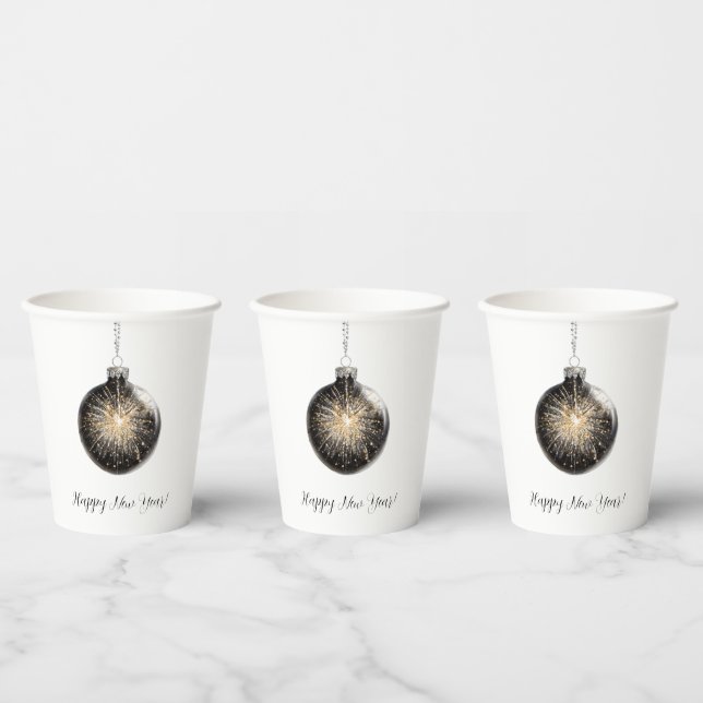 Happy New Year Fireworks Ball Pappbecher (Multi)