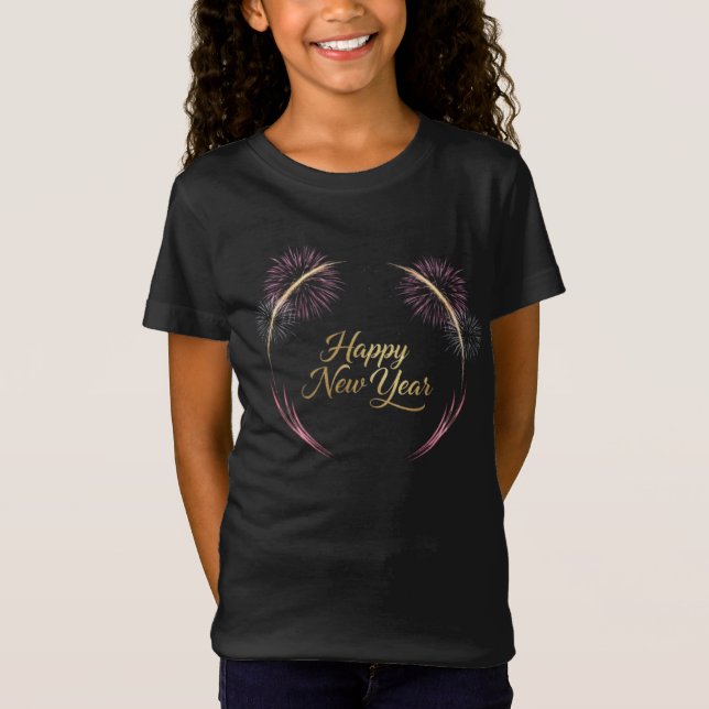 Happy New Year Fireworks Design T-Shirt (Vorderseite)