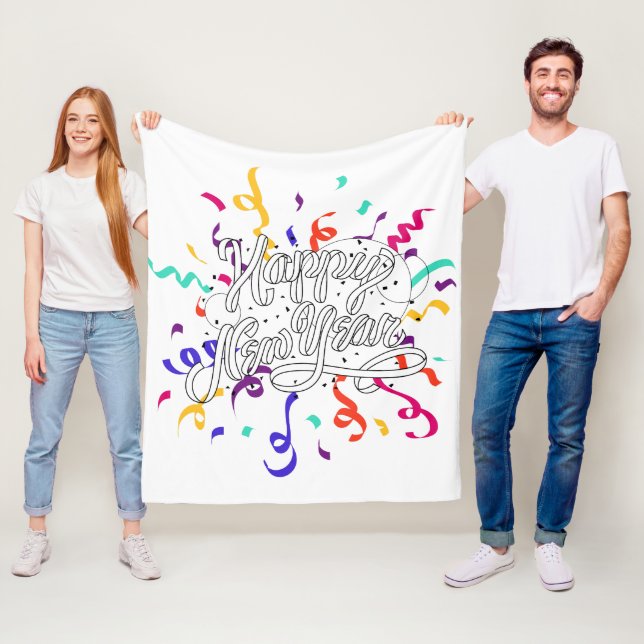Happy new year fleecedecke (Beispiel)
