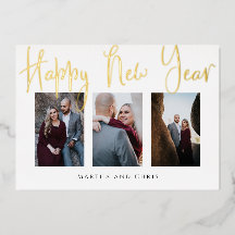 Happy New Year Foto Collage Elegante Rose Gold