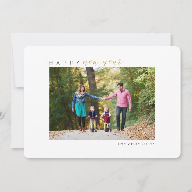 Happy New Year Foto Feiertagskarte (Vorderseite)
