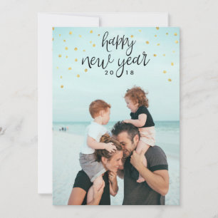 Happy New Year Foto Festive Chic Gold Glitzer Feiertagskarte
