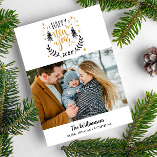 Happy New Year Foto Fun Festive Hand gezogen Feiertagskarte