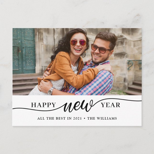 Happy New Year Foto Postkarte (Vorderseite)