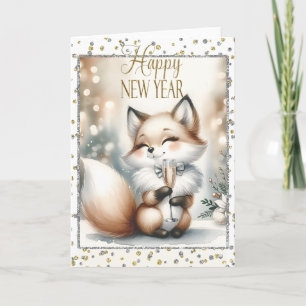 Happy New Year Fox Karte