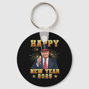 Happy New Year Funny Trump 2025 Uni-Erwachsene Tru Schlüsselanhänger