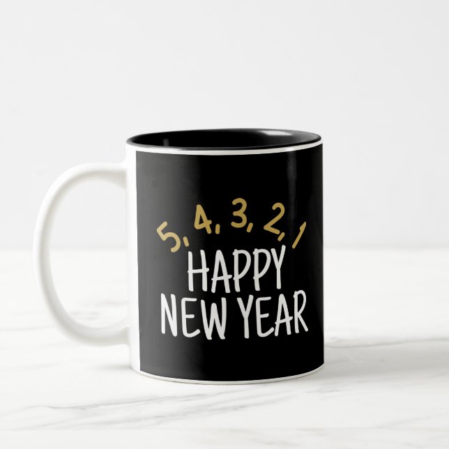 Happy New Year Funny Zweifarbige Tasse (Links)
