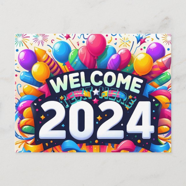 Happy New year Geschenk Postcard 2024 Postkarte (Vorderseite)