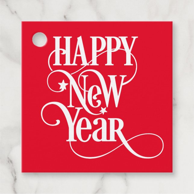Happy New Year Geschenkanhänger (Vorderseite)