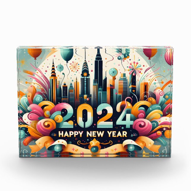 Happy New year Geschenkkarte 2024 Fotoblock (Vorderseite)