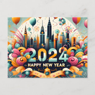 Happy New year Geschenkkarte 2024 Postkarte