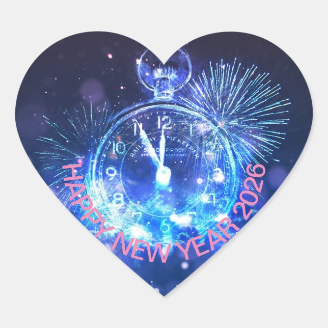 Happy New Year gift 2026 Herz-Aufkleber (Vorderseite)