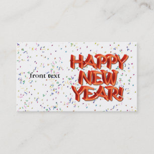 Happy New Year Glassy Red Text Visitenkarte