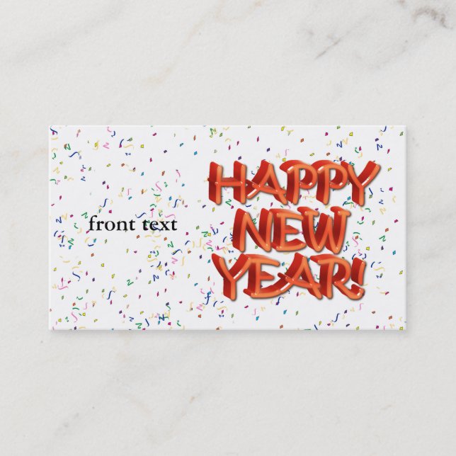 Happy New Year Glassy Red Text Visitenkarte (Vorderseite)