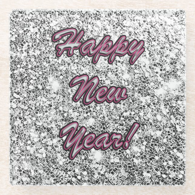 Happy New Year Glasuntersetzer (Vorderseite)