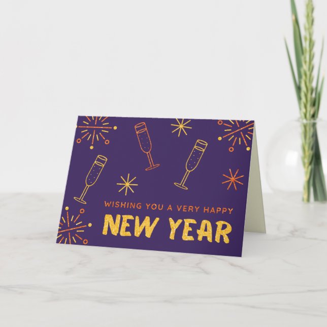 Happy New Year Glitzer Card Karte (Vorderseite)