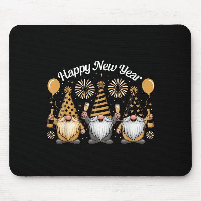 Happy New Year Gnome Confetti Fireworks New Year's Mousepad (Vorne)
