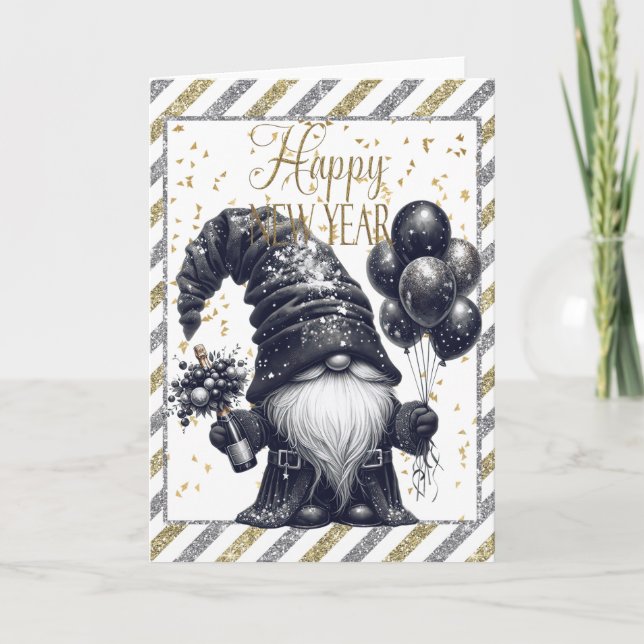 Happy New Year Gnome Karte (Vorderseite)