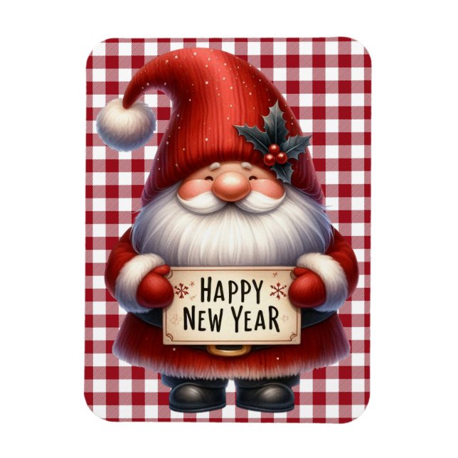 Happy New Year Gnome Magnet (Vertikal)