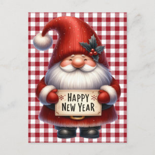 Happy New Year Gnome Postcard Postkarte