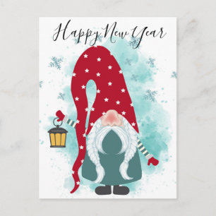 Happy New Year Gnome Postkarte