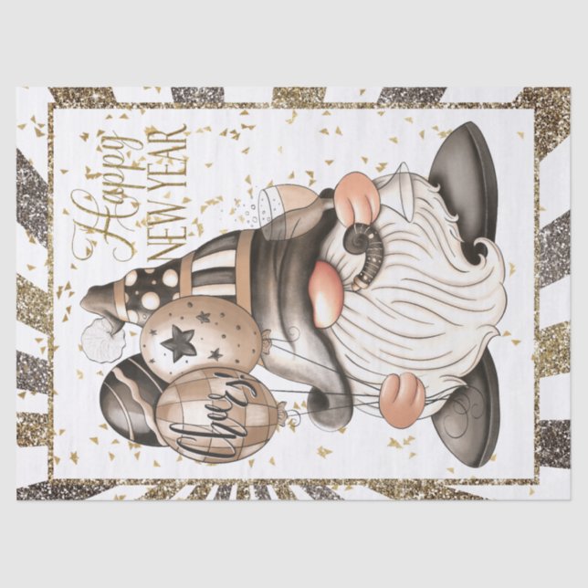 Happy New Year Gnome Seidenpapier (Vorderseite)