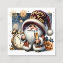 Happy New Year Gnome Series Quadratische Visitenkarte