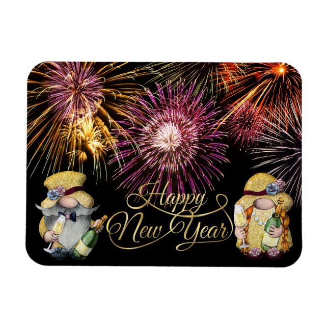 Happy New Year Gnomes Magnet (Horizontal)