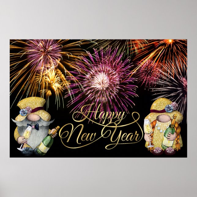 Happy New Year Gnomes Poster (Vorne)
