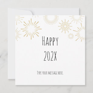 Happy New Year Gold Fireworks Minimalistisch Feiertagskarte