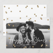 Happy New Year Gold Glitzer Confetti Dots