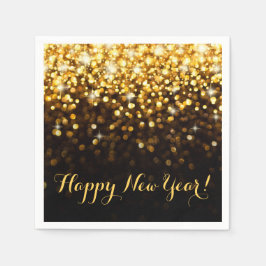 Happy New Year Gold Glitzer Sparkle Silvester Serviette