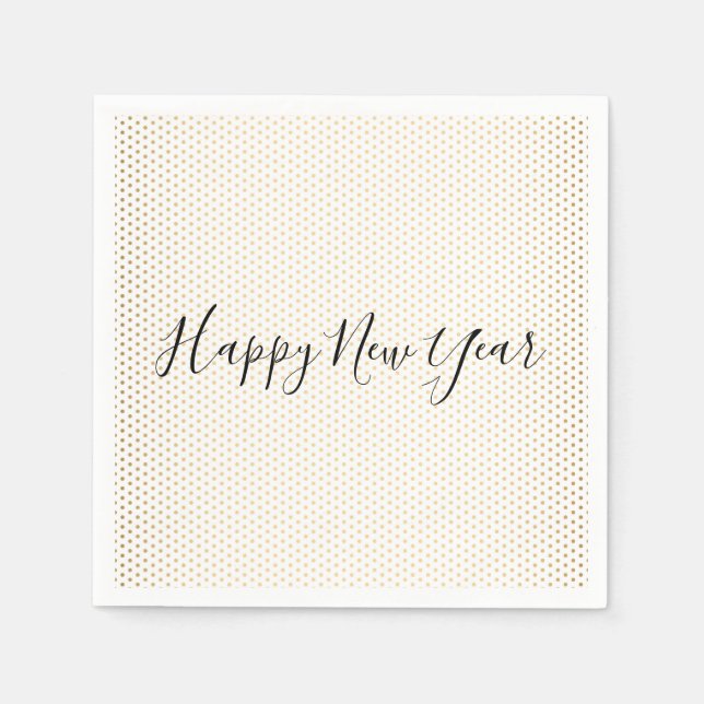 Happy New Year Gold Polka Dot Holiday Napkin Serviette (Vorderseite)