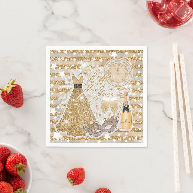 Happy New Year Gold  Serviette (Beispiel)