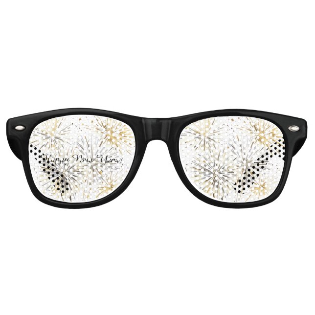 Happy New Year Gold Silver Fireworks Partybrille (Vorderseite)