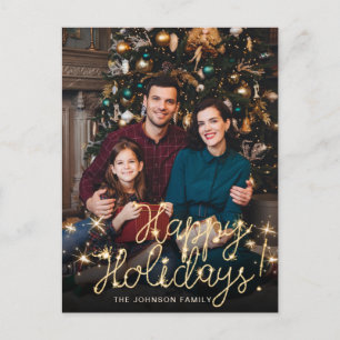 Happy New Year Gold Sparkle Script FOTO Gruß Postkarte