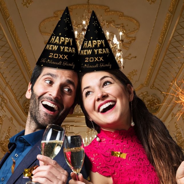 Happy New Year Gold Stars & Glitzern Partyhütchen (Von Creator hochgeladen)