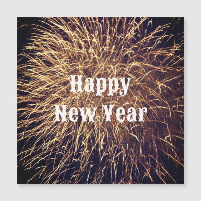Happy New Year Golden Fireworks Trendy 2023 Magnetkarte (Vorderseite)