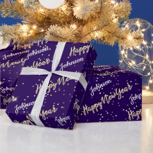 Happy New Year Golden Script Individuelle Name Bla Geschenkpapier