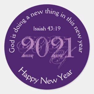 Happy New Year GOTT MACHT NEUES 2021 Lila Runder Aufkleber
