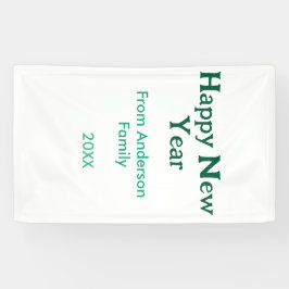 Happy new year green add family name year simple  banner