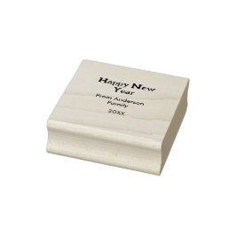 Happy new year green add family name year simple  gummistempel