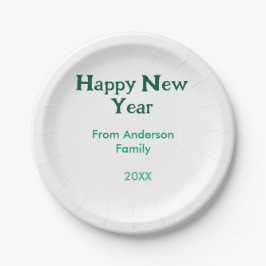 Happy new year green add family name year simple  pappteller