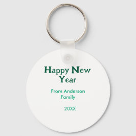 Happy new year green add family name year simple  schlüsselanhänger