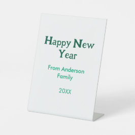 Happy new year green add family name year simple  sockelschild