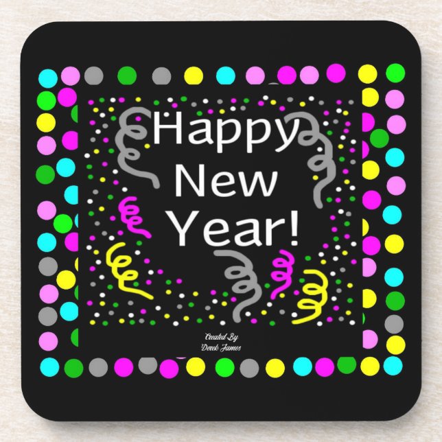 Happy New Year Gruß Hard Plastic Untersetzer (Vorderseite)